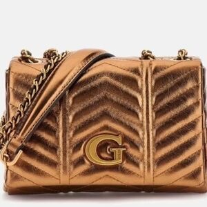 Guess Lovide Mini Convertible Crossbody Bag. Copper color.